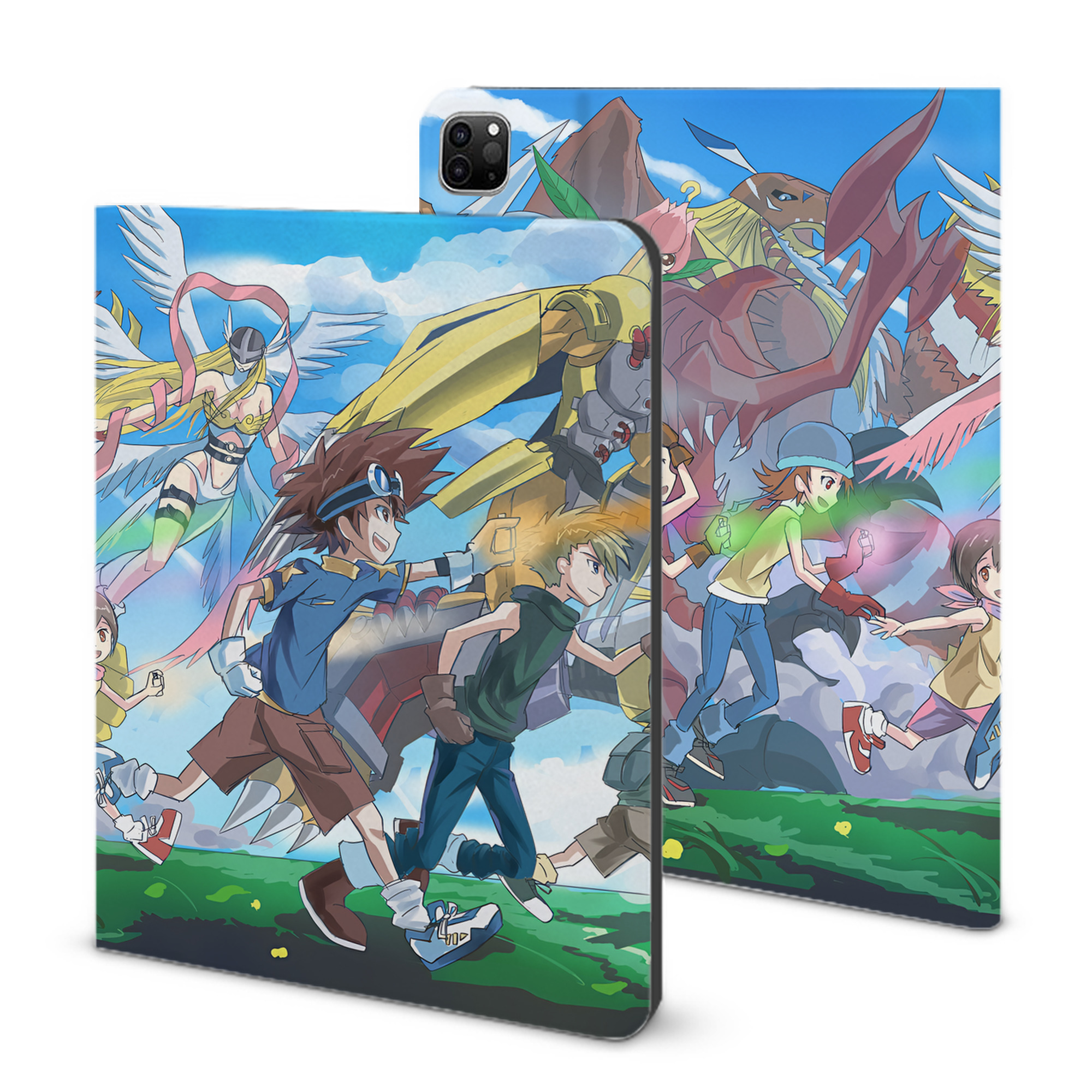 （画像用） Digimon デジタルモンスター/デジモン IPad ケース ブック型 PUレザー TPU 耐衝撃 軽量 薄型 ペン収納なし 全面保護 IPad 各モデル対応